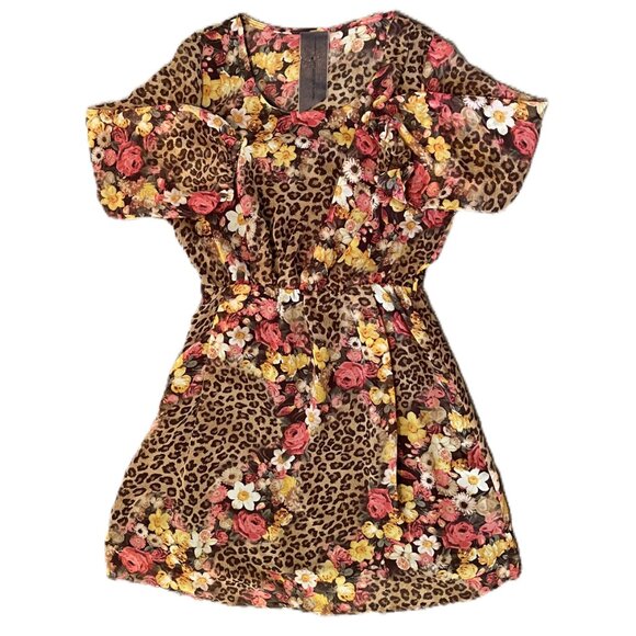 Vintage WOMENS DRESS Moon Collection SMALL Leopard Floral Print MADE IN USA 1192 - Picture 4 of 11